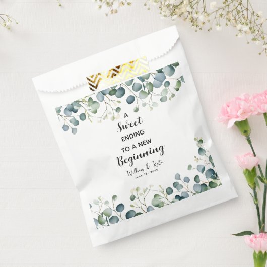 Eucalyptus bruiloft gunst tas Sweet Ending Bedankzakje (Gezegeld)