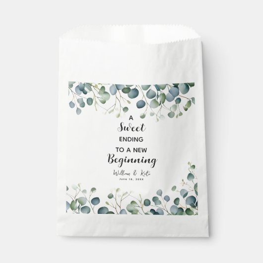 Eucalyptus bruiloft gunst tas Sweet Ending Bedankzakje (Voorkant)