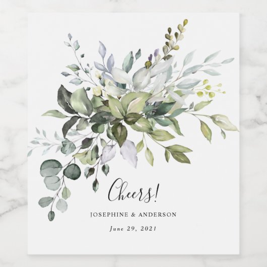 Eucalyptus bruiloft gunsten wijn label wijn etiket (Enkel label)