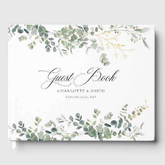 Eucalyptus bruiloft handschrift bruiloft gastenboek (Voorkant)