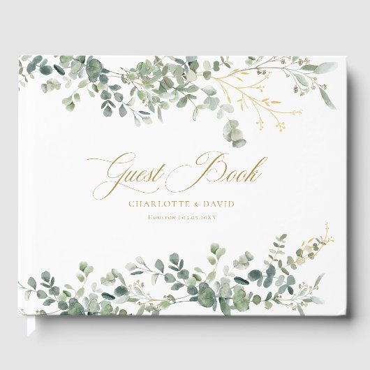 Eucalyptus bruiloft handschrift bruiloft gastenboek (Voorkant)