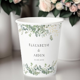 Eucalyptus bruiloft handschrift bruiloft papieren bekers