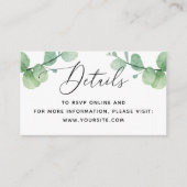 Eucalyptus bruiloft invoegen | Details groen + QR Informatiekaartje (Voorkant)