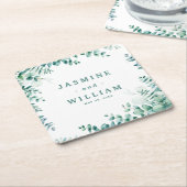 Eucalyptus Bruiloft Kartonnen Onderzetters (Schuin)