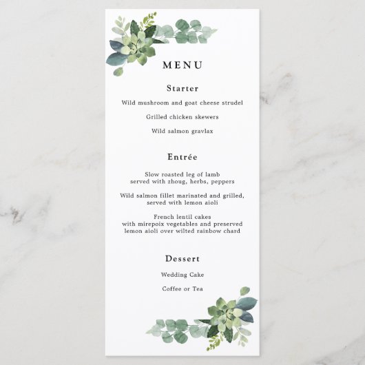 Eucalyptus Bruiloft Menu (Voorkant)