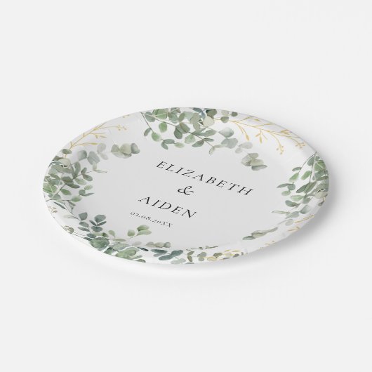 Eucalyptus Bruiloft  Papieren Bordje (Gekanteld)