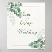 Eucalyptus bruiloft Poster Waterverf groen (Voorkant)
