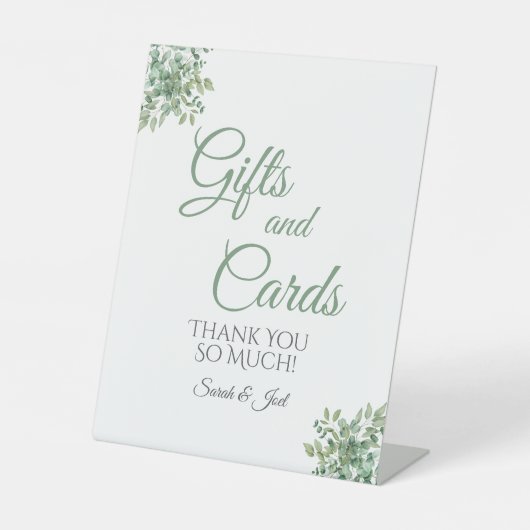 Eucalyptus Bruiloft Reclamebord Met Voetstuk (Voorkant)