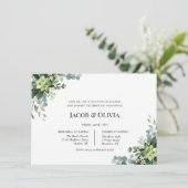 Eucalyptus bruiloft repetitie diner uitnodiging (Staand voorkant)