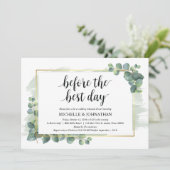 Eucalyptus bruiloft repetitie diner uitnodiging (Staand voorkant)