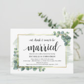 Eucalyptus bruiloft repetitie diner uitnodiging (Staand voorkant)