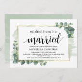 Eucalyptus bruiloft repetitie diner uitnodiging (Voorkant / Achterkant)