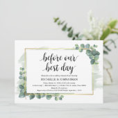 Eucalyptus bruiloft repetitie diner uitnodiging (Staand voorkant)