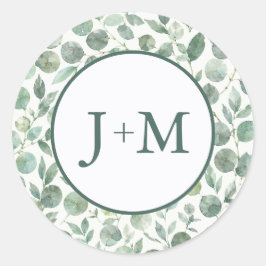 Eucalyptus Bruiloft Ronde Sticker