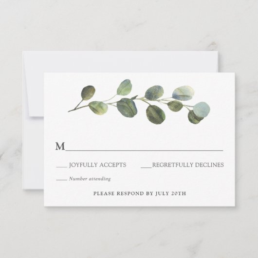 Eucalyptus bruiloft RSVP-bijsluiter Kaart (Voorkant)