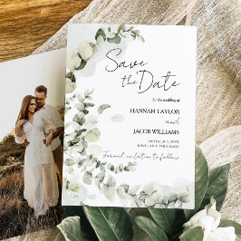 Eucalyptus bruiloft salie groen foto save the date