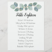 Eucalyptus Bruiloft Stoelen Tafel Nummer Naam Lijs Programmakaart (Voorkant)