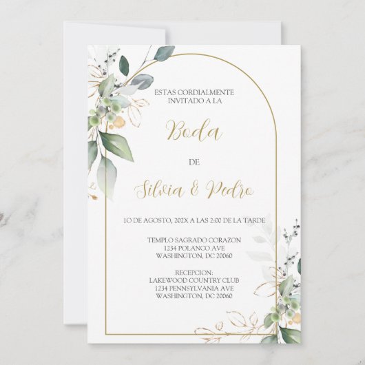 Eucalyptus bruiloft uitnodiging (Voorkant)