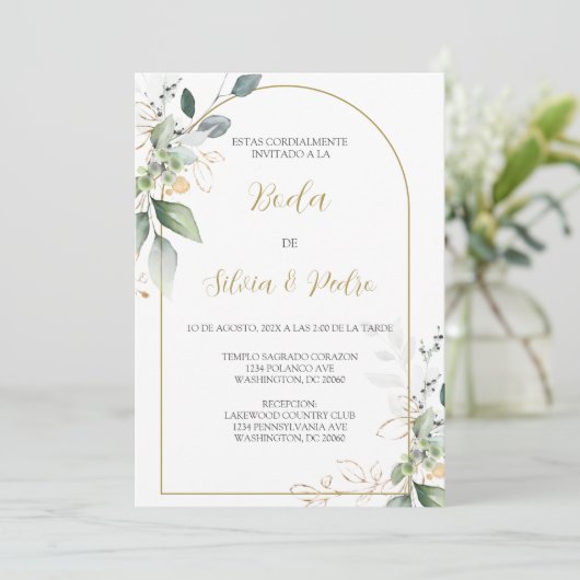 Eucalyptus bruiloft uitnodiging (Staand voorkant)