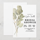 Eucalyptus Bruiloft Uitnodiging, Bloemige Bruiloft Kaart (Voorkant / Achterkant)