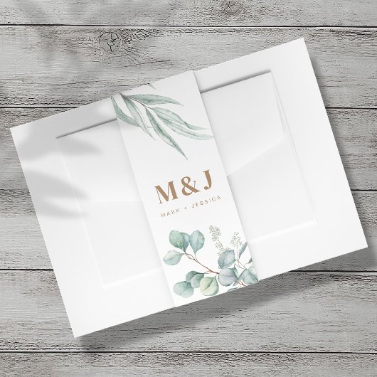 Eucalyptus bruiloft uitnodiging buik band - Portre Uitnodigingen Wikkel