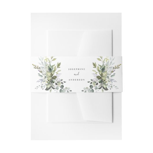 Eucalyptus bruiloft uitnodiging buik band uitnodigingen wikkel (Voorkant Voorbeeld)