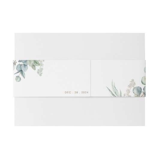 Eucalyptus bruiloft uitnodiging buik band uitnodigingen wikkel (Achterkant Voorbeeld)
