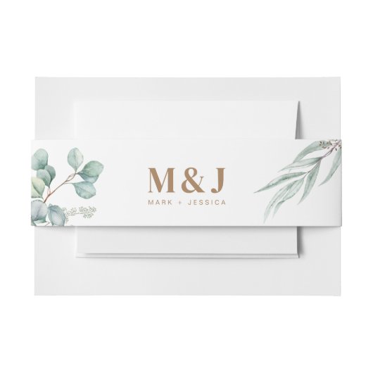 Eucalyptus bruiloft uitnodiging buik band uitnodigingen wikkel (Voorkant Voorbeeld)