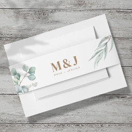 Eucalyptus bruiloft uitnodiging buik band uitnodigingen wikkel