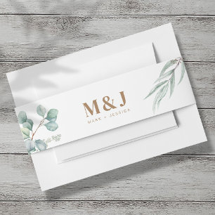 Eucalyptus bruiloft uitnodiging buik band uitnodigingen wikkel