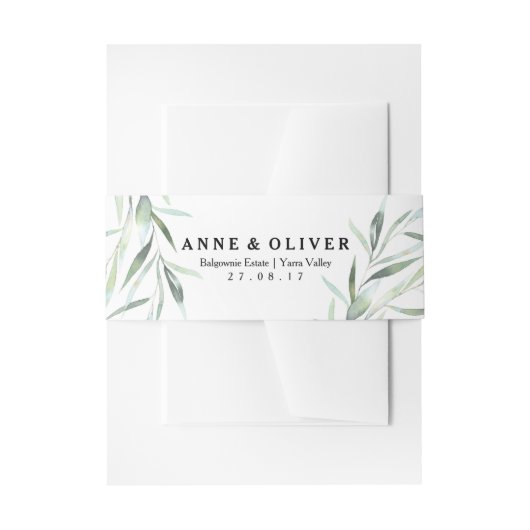 Eucalyptus bruiloft uitnodiging buik band uitnodigingen wikkel (Voorkant Voorbeeld)