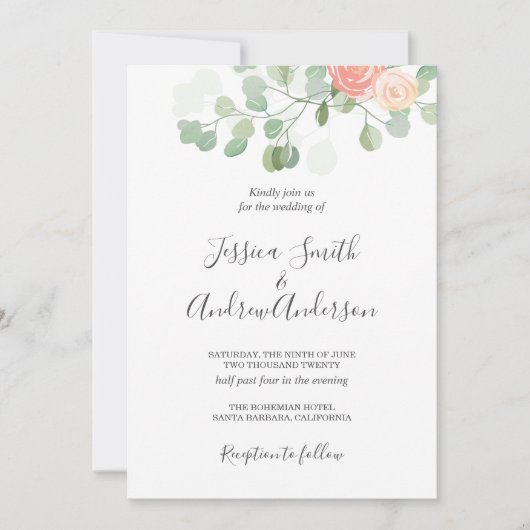 Eucalyptus bruiloft uitnodiging rustieke groen Boh (Voorkant)