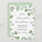 Eucalyptus bruiloft uitnodiging rustieke groen Boh (Voorkant / Achterkant)