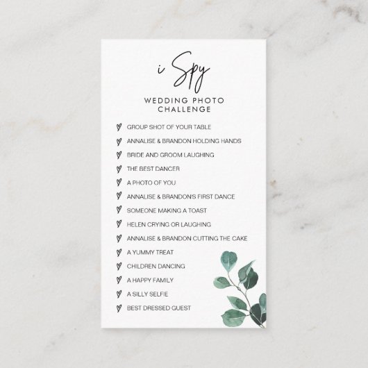 Eucalyptus bruiloft vastleggen van de liefde QR-co Informatiekaartje (Achterkant)