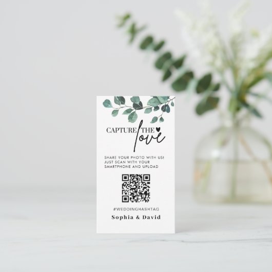 Eucalyptus bruiloft vastleggen van de liefde QR-co Informatiekaartje (Staand voorkant)