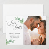 Eucalyptus Bruiloft | Watercolor Botanische Foto Save The Date (Voorkant / Achterkant)