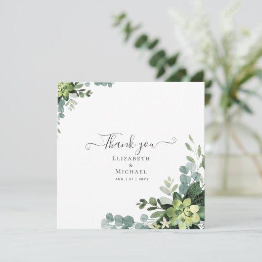 Eucalyptus Bruiloft - Waterverf Groene Bladeren Kaart (Staand voorkant)