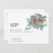 Eucalyptus Bruiloft - Waterverf Groene Monogram Briefkaart (Voorkant / Achterkant)