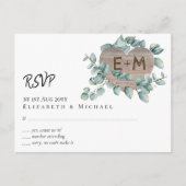 Eucalyptus Bruiloft - Waterverf Groene Monogram Briefkaart (Voorkant)