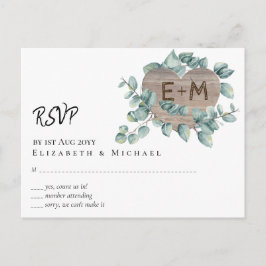 Eucalyptus Bruiloft - Waterverf Groene Monogram Briefkaart