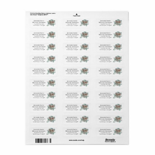 Eucalyptus Bruiloft - Waterverf Groene Monogram Etiket (Full Sheet)