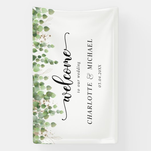 Eucalyptus bruiloft welkom spandoek (Verticaal)