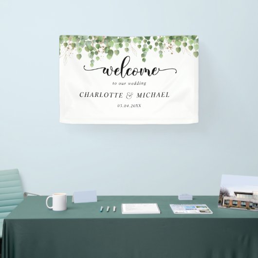 Eucalyptus bruiloft welkom spandoek (Beurs)