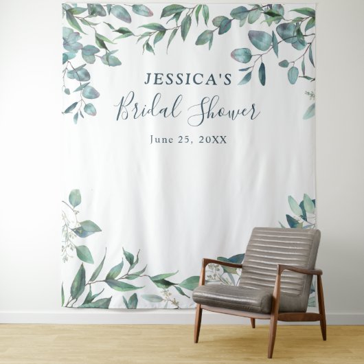 Eucalyptus Bruilofts Bruidsshower Chic Fotohokje A Wandkleed (In situ)