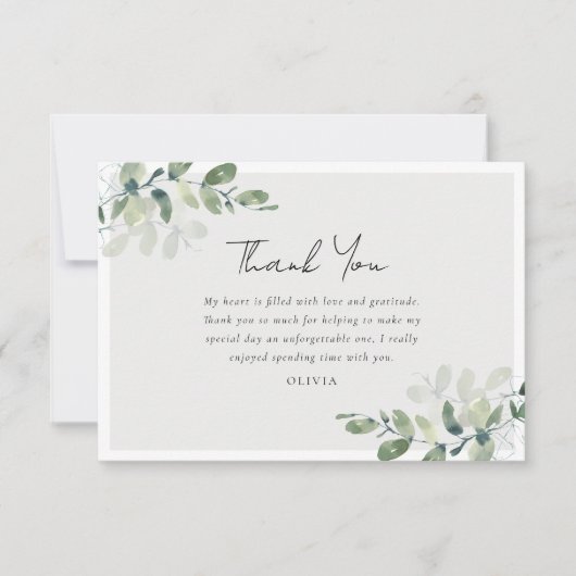 Eucalyptus Bruiloftsfeest Bedankkaart (Voorkant)