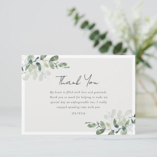 Eucalyptus Bruiloftsfeest Bedankkaart (Staand voorkant)