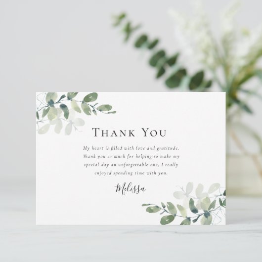 Eucalyptus Bruiloftsfeest Bedankkaart (Staand voorkant)