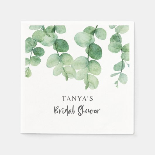 Eucalyptus Bruiloftsfeest Elegant Op Maat Servet (Voorkant)