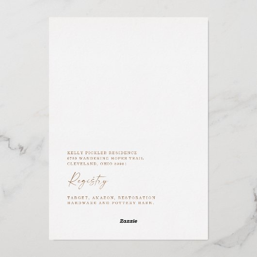 Eucalyptus Bruiloftsfeest Goud Folie Uitnodiging (Achterkant)