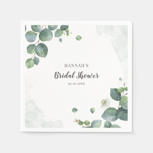 Eucalyptus Bruiloftsfeest Scriptie Papier Servet (Voorkant)